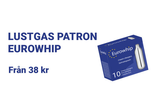 Köpa lustgas patron Eurowhip. Eurowhip lustgas patron är vår mest populära och billigaste lustgas patron.